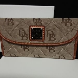 Dooney & Bourke Beige and Brown Logo Wallet